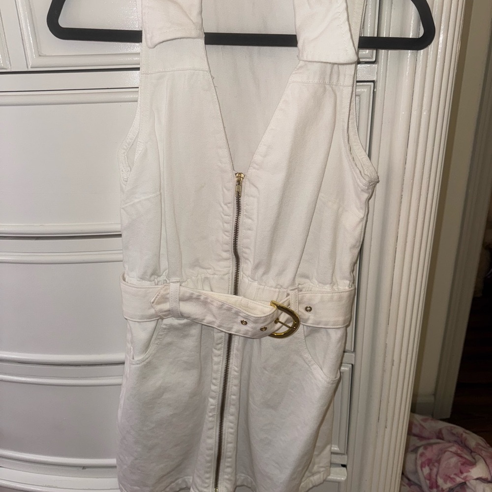 Show Me Your MuMu White Denim Mini Dress Size Small